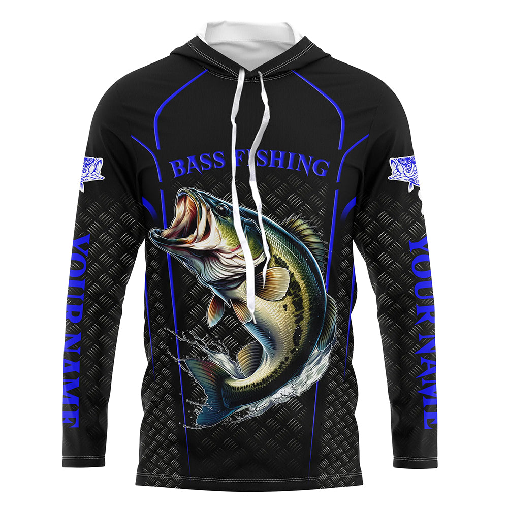 Blue Black Bass fishing custom UV protection long sleeve fishing, Bass tournament NQS5146