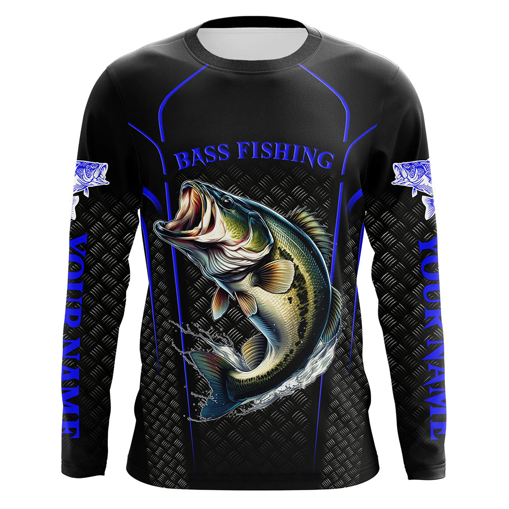 Blue Black Bass fishing custom UV protection long sleeve fishing, Bass tournament NQS5146