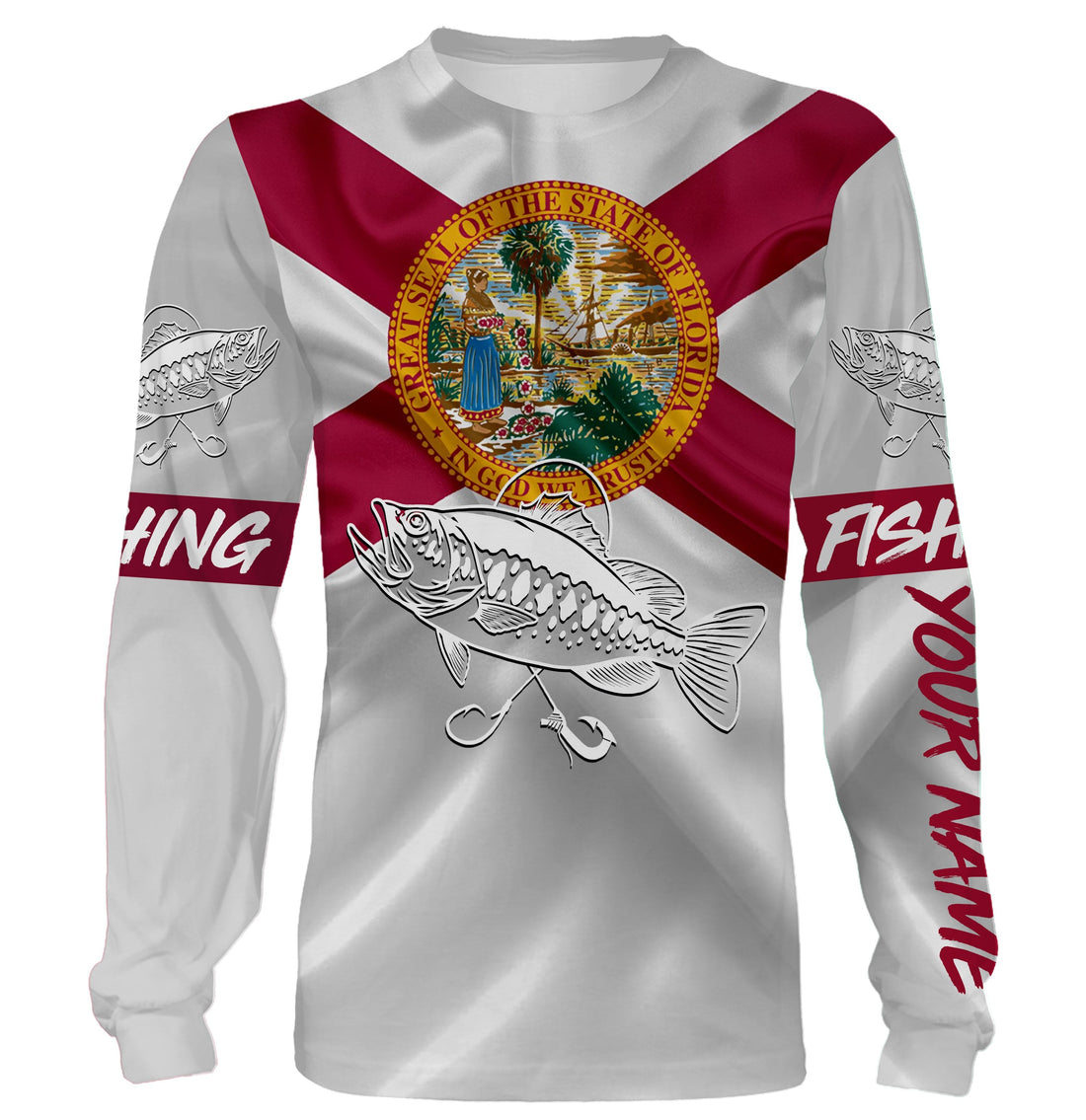 Bass fishing Florida State Flag 3D All Over print saltwater personalized fishing apparel for Adult and kid NQS433