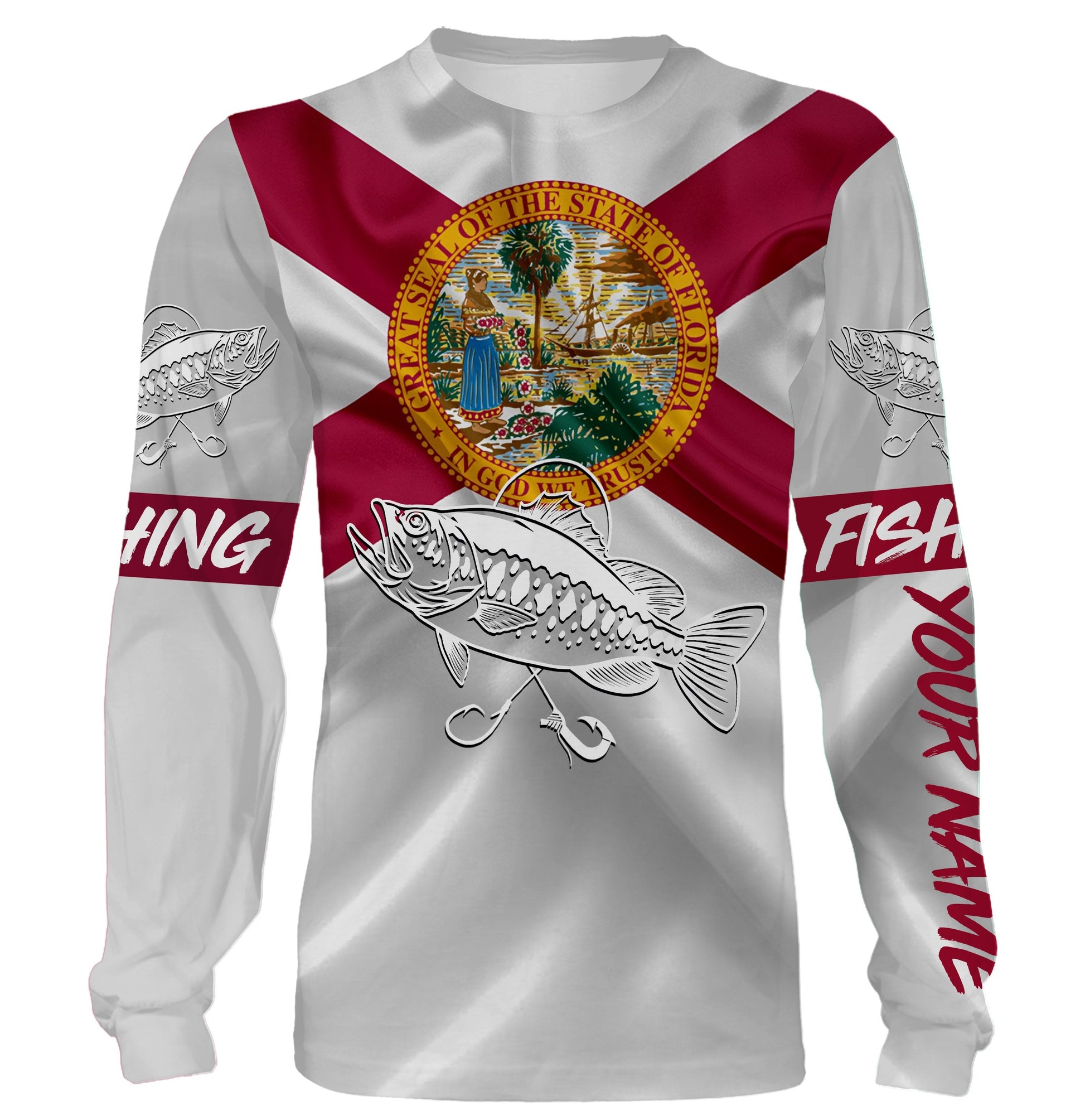 Bass fishing Florida State Flag 3D All Over print saltwater personalized fishing apparel for Adult and kid NQS433