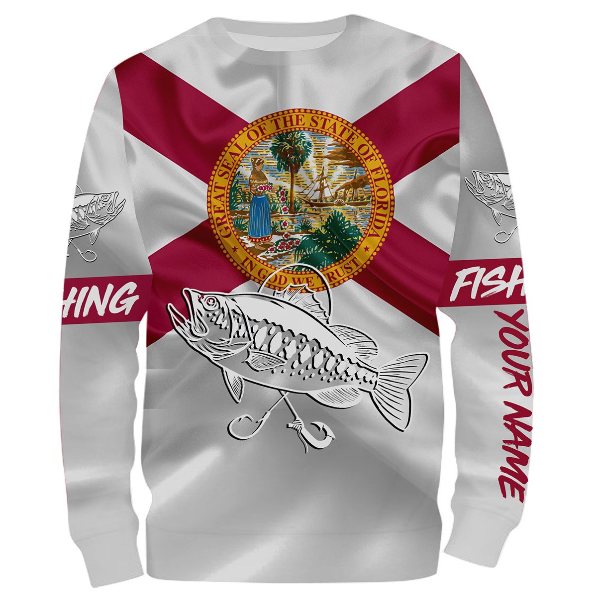 Bass fishing Florida State Flag 3D All Over print saltwater personalized fishing apparel for Adult and kid NQS433