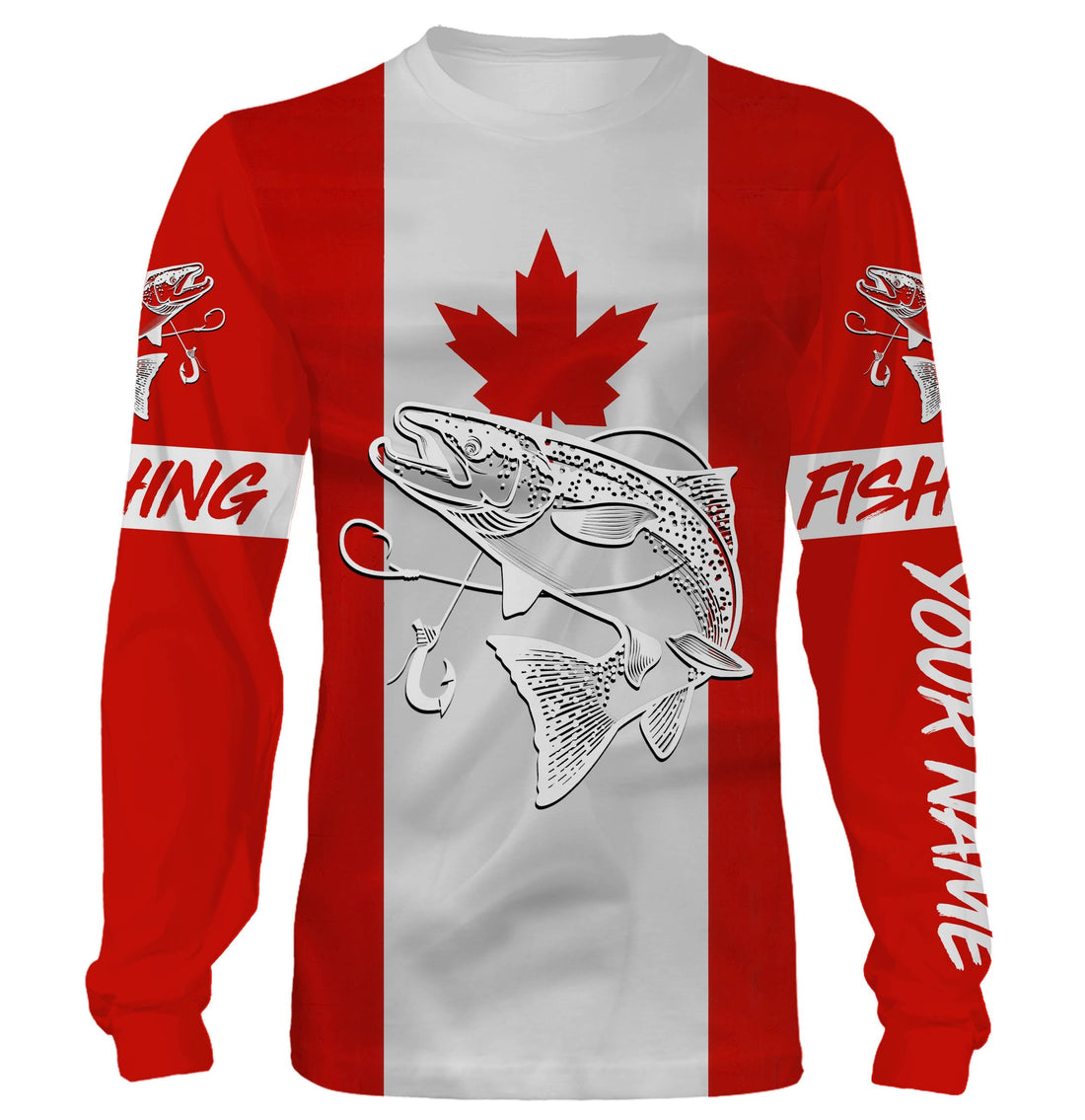 Chinook Salmon King Salmon Fishing Canadian Flag Customize name NQS452