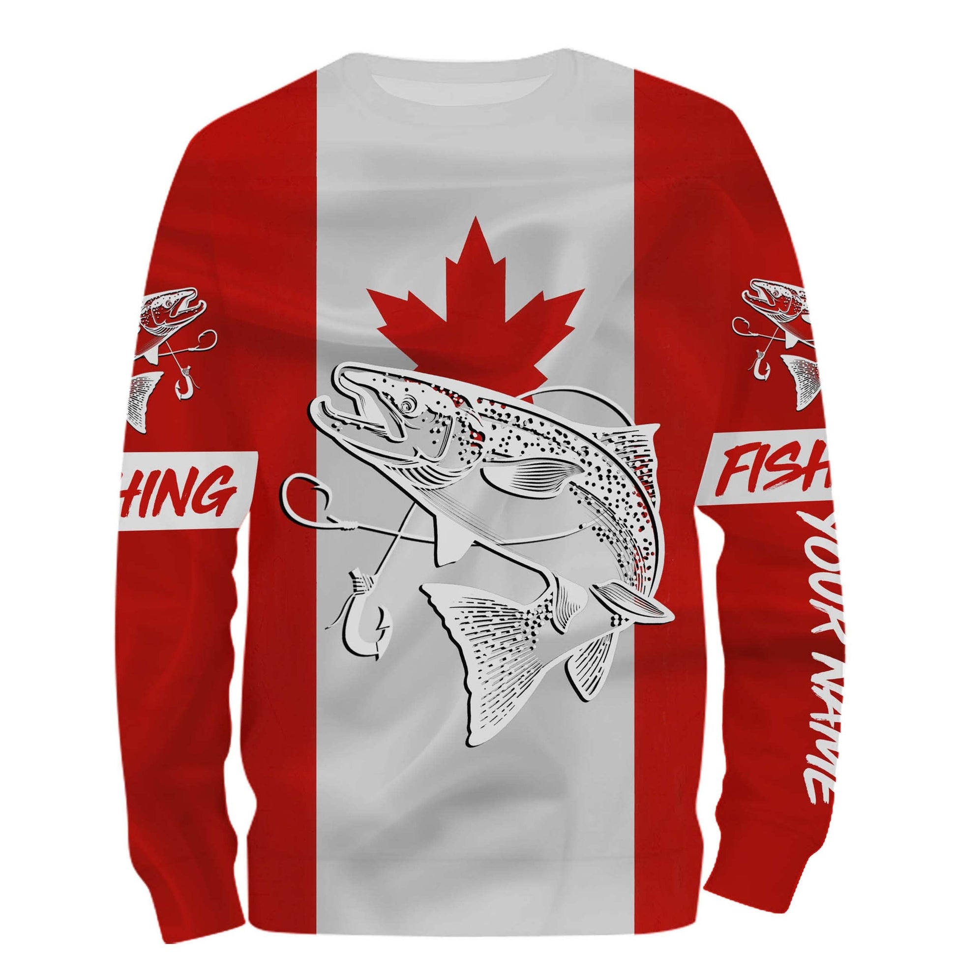 Chinook Salmon King Salmon Fishing Canadian Flag Customize name NQS452