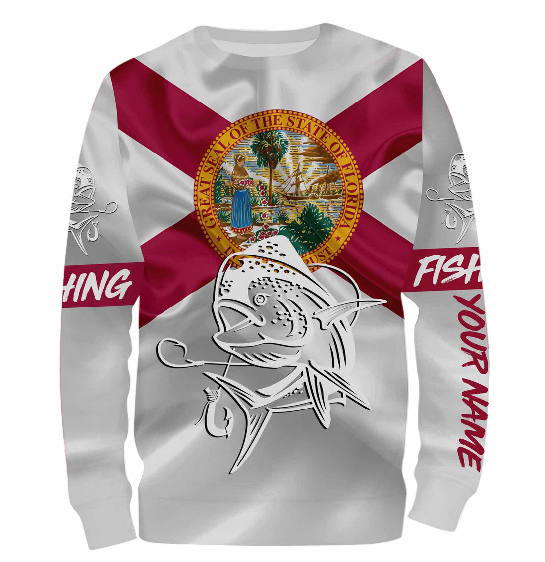 Mahi Mahi ( Dorado) Fishing Florida Flag Custom name All over print, personalized fishing gift NQS492