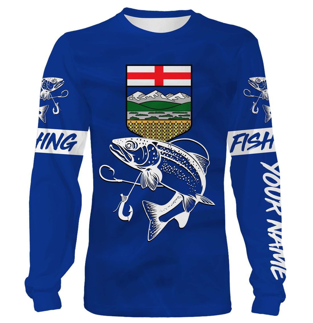 Rainbow Trout Fishing Alberta Flag Customize name 3D All over print NQS509