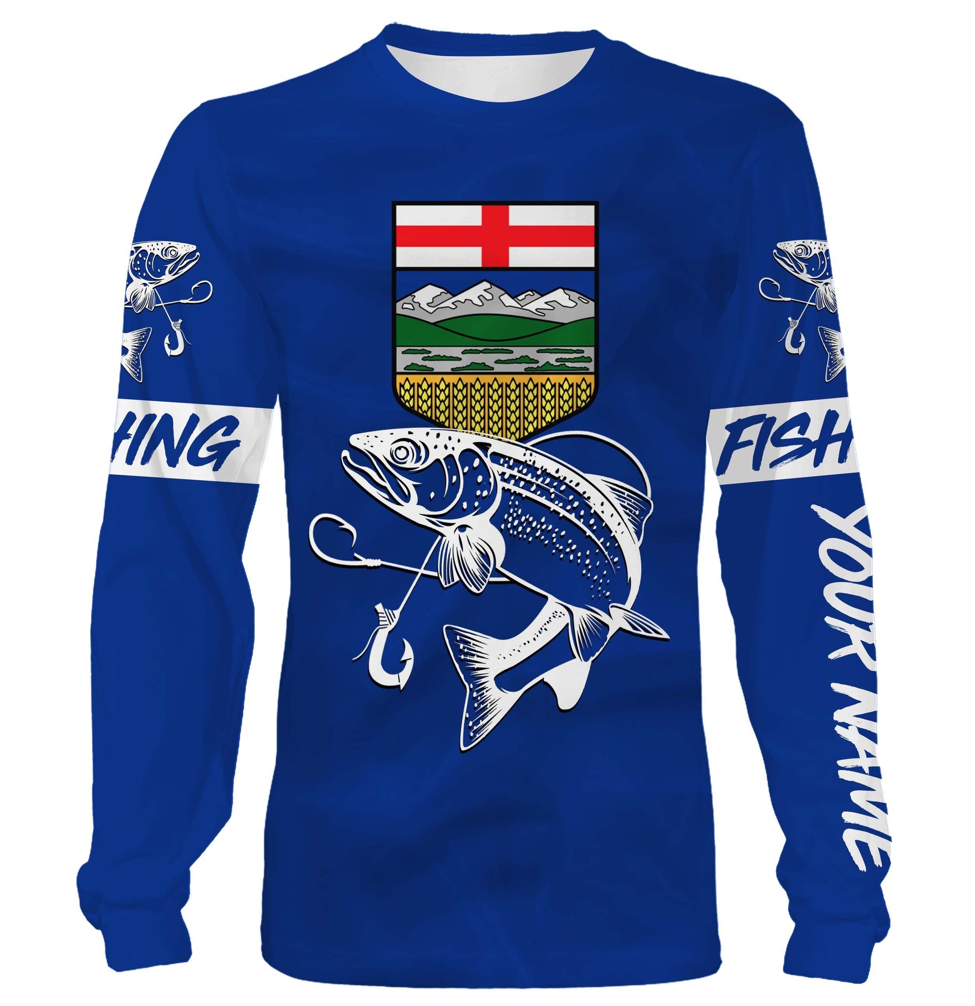Rainbow Trout Fishing Alberta Flag Customize name 3D All over print NQS509