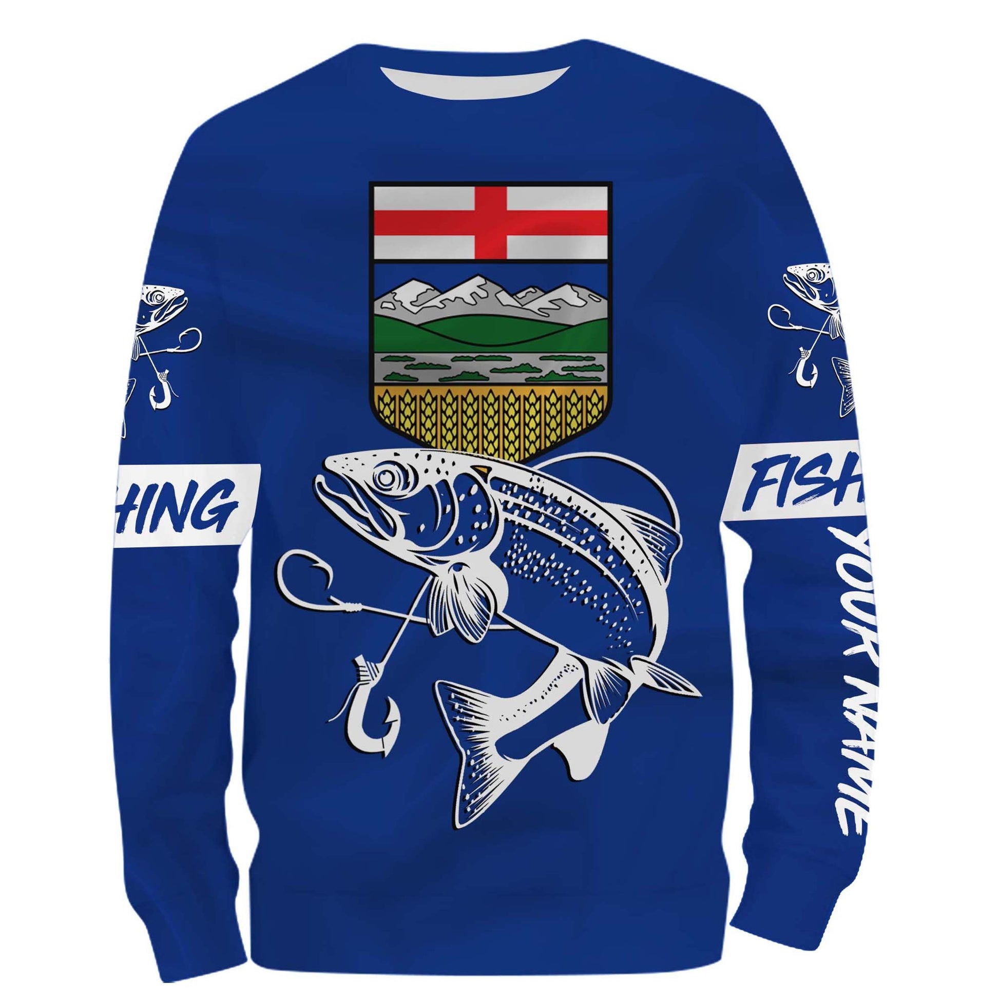 Rainbow Trout Fishing Alberta Flag Customize name 3D All over print NQS509