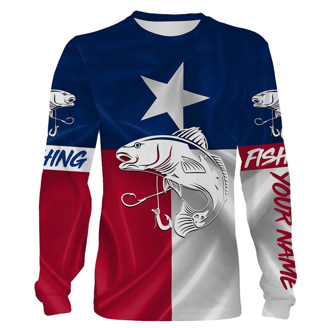 Redfish Puppy Drum Tattoo fishing Texas Flag 3D All Over print saltwater personalized fishing apparel NQS399