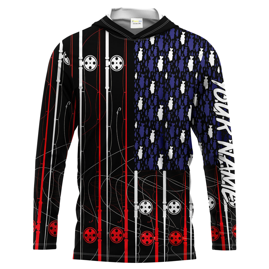 American flag patriotic fishing rod Long Sleeve fishing personalized fishing gift NQS1770