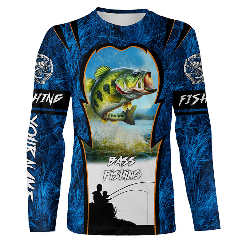 Bass Fishing Blue Camo Custome 3D All Over Printed, Personalized Fishing gift For Adult, Kid NQS597