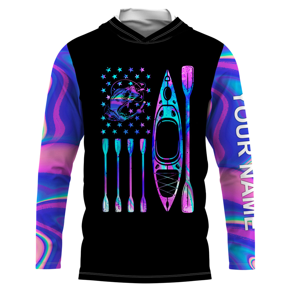 Kayak bass fishing American flag galaxy Custom long sleeves fishing, camo leggings NQSD221