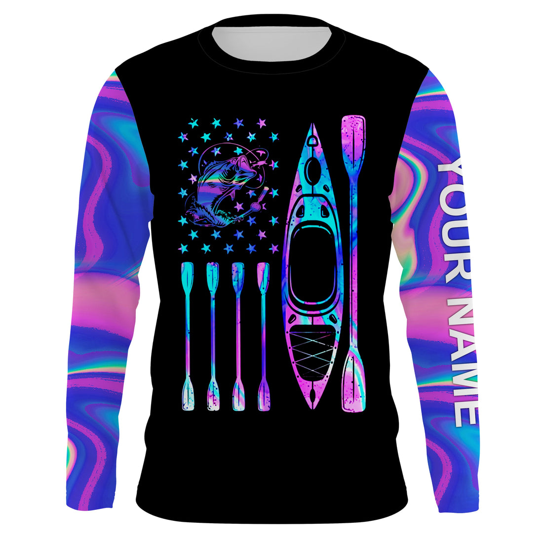 Kayak bass fishing American flag galaxy Custom long sleeves fishing, camo leggings NQSD221