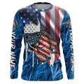 American flag patriot Crappie blue camo fishing, custom long sleeve sun protection fishing NQS7987