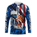 American flag patriot Redfish blue camo fishing, custom long sleeve sun protection fishing NQS7988