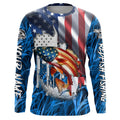 American flag patriot Redfish blue camo fishing, custom long sleeve sun protection fishing NQS7988
