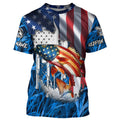American flag patriot Redfish blue camo fishing, custom long sleeve sun protection fishing NQS7988