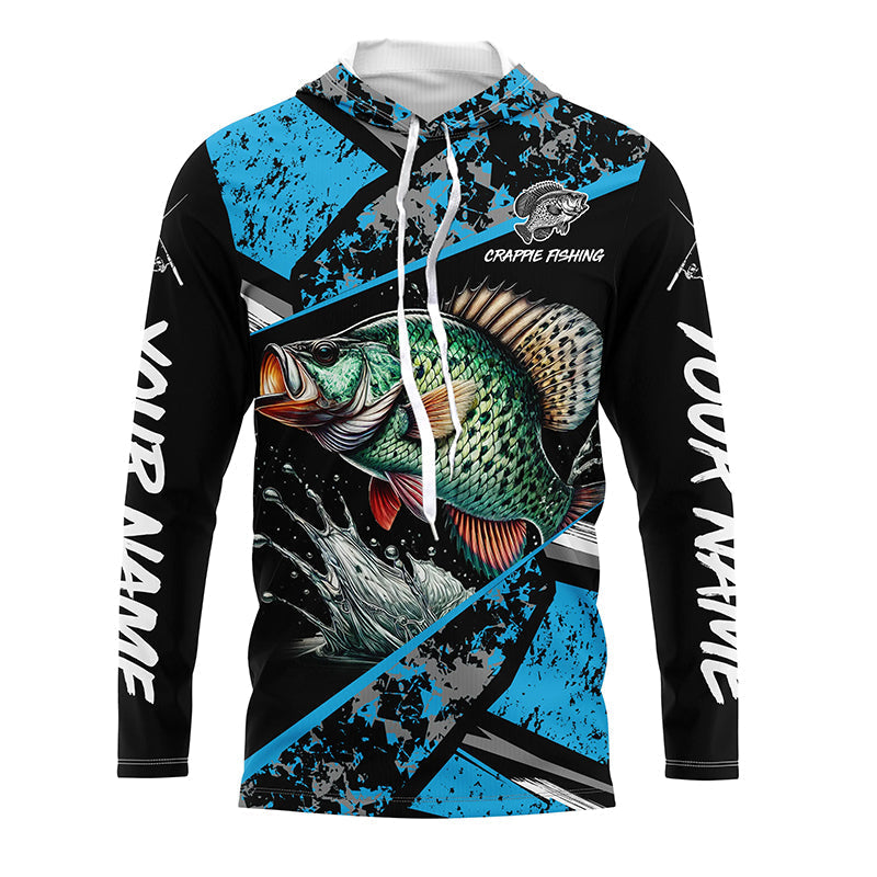Crappie fishing Blue camo Long Sleeve Performance Fishing custom Crappie fishing NQS7989