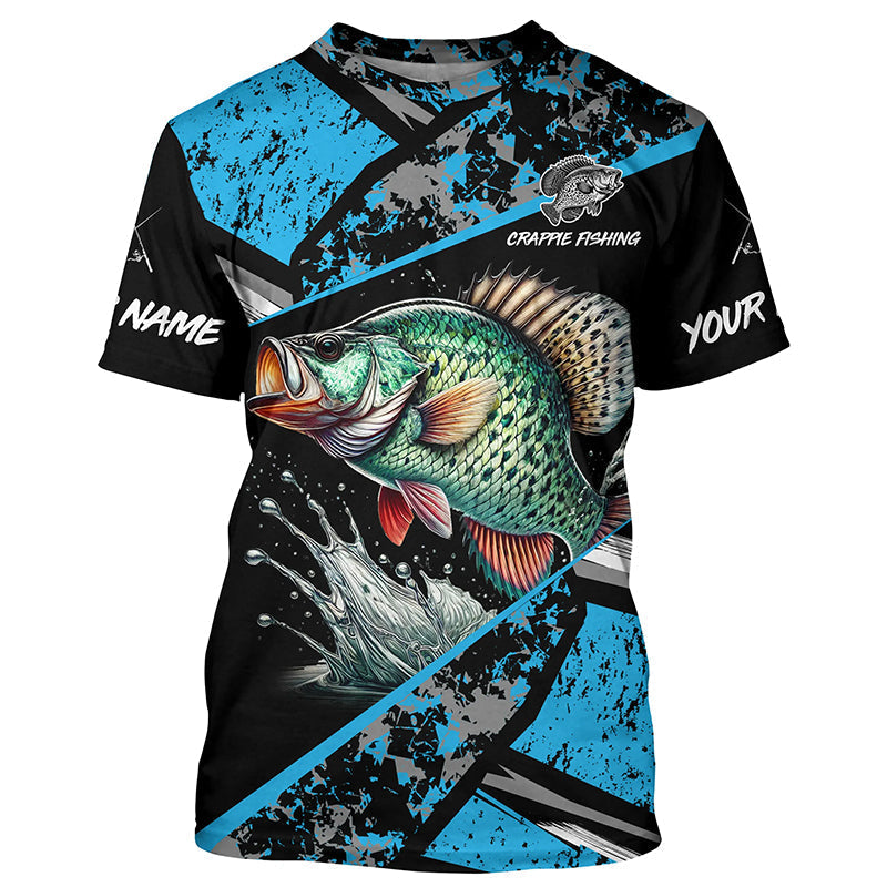 Crappie fishing Blue camo Long Sleeve Performance Fishing custom Crappie fishing NQS7989