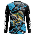 Walleye fishing Blue camo Long Sleeve Performance Fishing custom Walleye fishing NQS7990