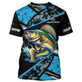 Walleye fishing Blue camo Long Sleeve Performance Fishing custom Walleye fishing NQS7990
