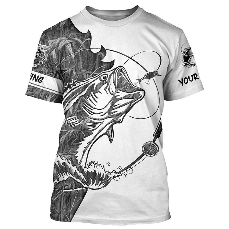 Gray camo Largemouth Bass fishing Long Sleeve Custom fishing, women, Kid NQS2333