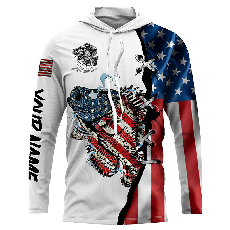 Crappie fishing legend American flag patriot UV protection Custom long sleeves fishing NQS4492