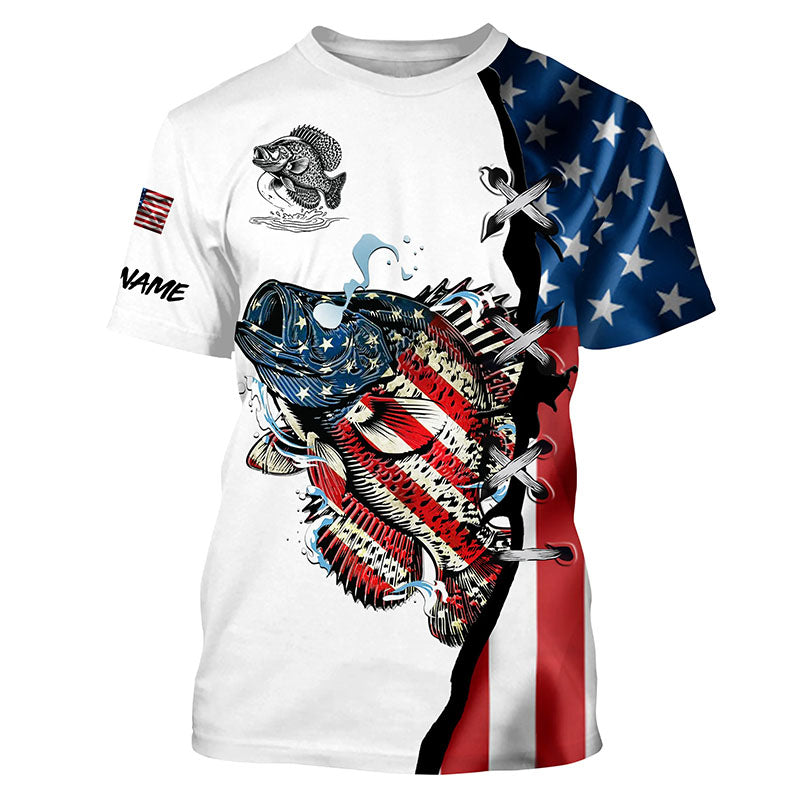 Crappie fishing legend American flag patriot UV protection Custom long sleeves fishing NQS4492