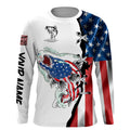 Walleye fishing legend American flag patriot UV protection Customize name long sleeves fishing NQS4493