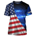 American Flag Universe patriotic Custom name blue galaxy UV protection long sleeve NQS5409