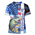 American flag Crappie lingtning Long Sleeve Fishing custom Patriotic Crappie fishing NQS9472