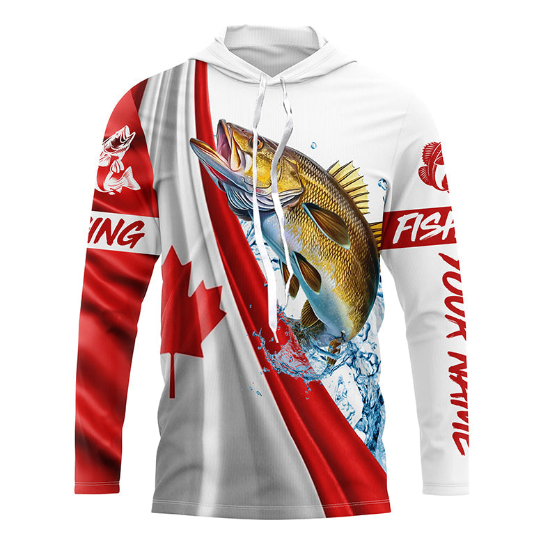 Canadian flag patriotic Walleye fishing Custom Name 3D Fishing UV Protection Gift For Fisherman NQS5171