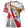 Canadian flag patriotic Walleye fishing Custom Name 3D Fishing UV Protection Gift For Fisherman NQS5171