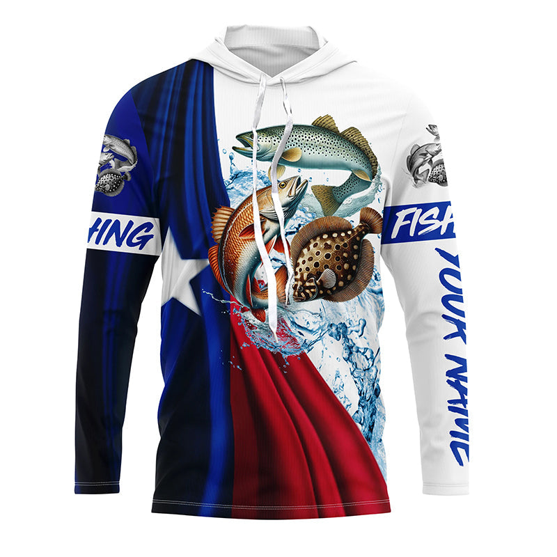 Texas slam flag patriotic redfish, trout, flounder fishing Custom Name 3D UV Protection Fishing NQS5172