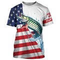 American flag patriotic Musky fishing Custom Name UV Protection long sleeve Fishing NQS5416