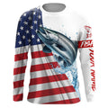 American flag patriotic Chinook salmon fishing Custom UV Protection long sleeve Fishing NQS5417