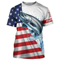 American flag patriotic Chinook salmon fishing Custom UV Protection long sleeve Fishing NQS5417