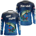 Blue camo Musky fishing Custom performance long sleeve team Muskellunge fishing tournament NQS7771