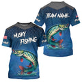 Blue camo Musky fishing Custom performance long sleeve team Muskellunge fishing tournament NQS7771