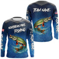 Blue camo Northern Pike fishing Custom performance long sleeve team Pike fishing tournament NQS7772
