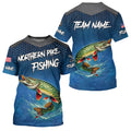 Blue camo Northern Pike fishing Custom performance long sleeve team Pike fishing tournament NQS7772