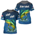 Blue camo Mahi mahi fishing Custom performance long sleeve team Dorado fishing tournament NQS7774