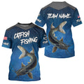 Blue camo Catfish fishing Custom performance long sleeve team Catfish fishing tournament NQS7775