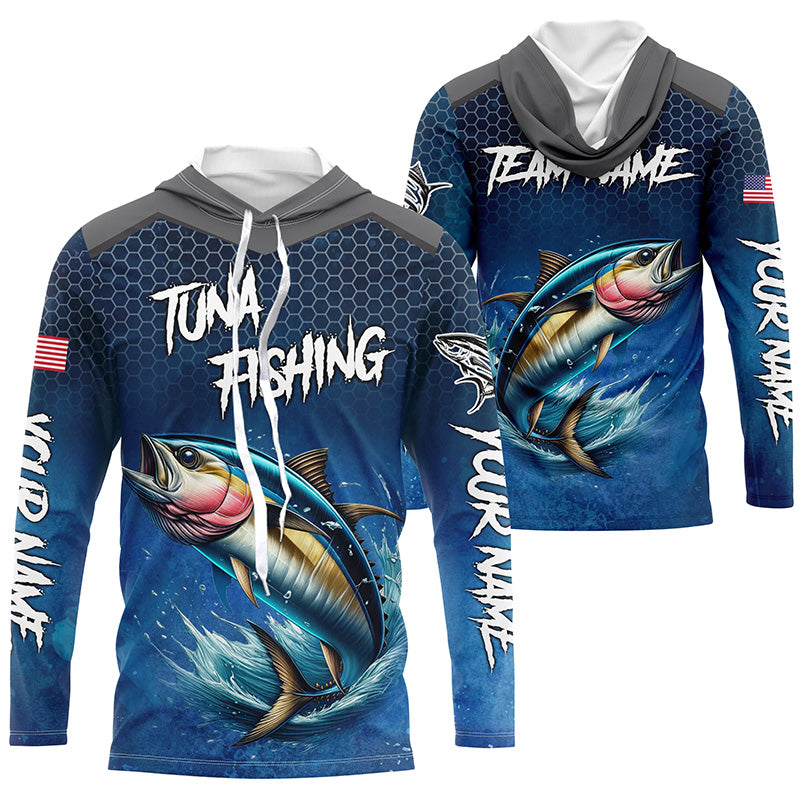 Blue camo Tuna fishing Custom performance long sleeve team Tuna fishing tournament NQS7776