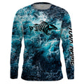 Custom blue ocean fish bone Saltwater Long sleeve Fishing UV Protection, Sea wave camo Fishing - NQS2068
