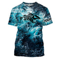 Custom blue ocean fish bone Saltwater Long sleeve Fishing UV Protection, Sea wave camo Fishing - NQS2068