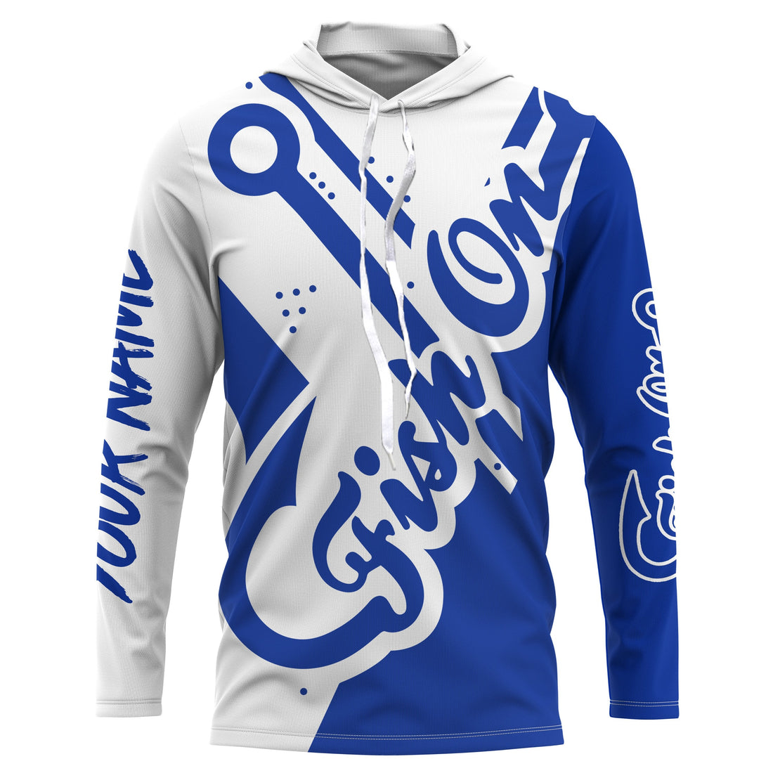 Fish On blue Customize Name Long Sleeve Fishing fishing gift NQS2470