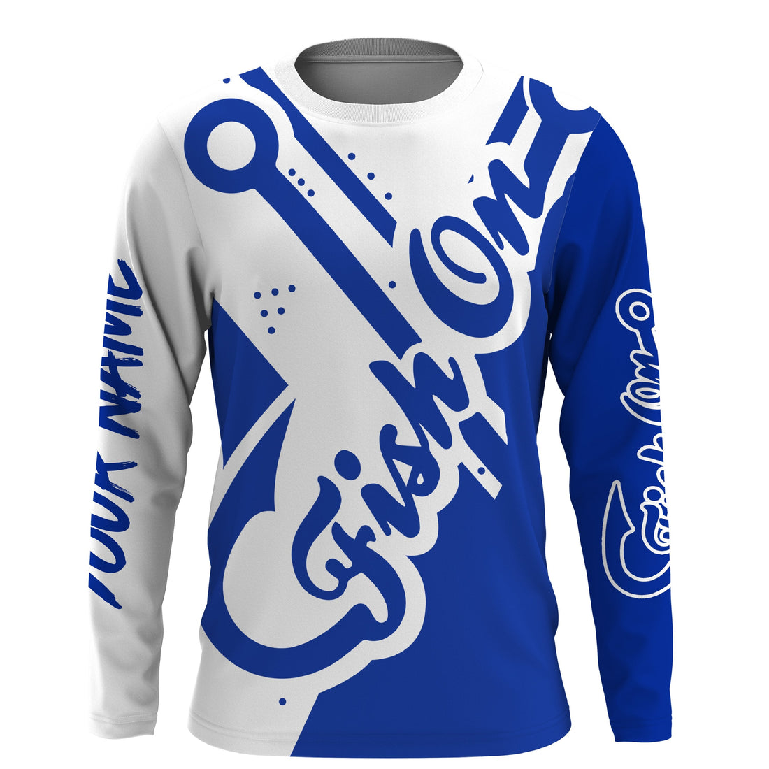 Fish On blue Customize Name Long Sleeve Fishing fishing gift NQS2470