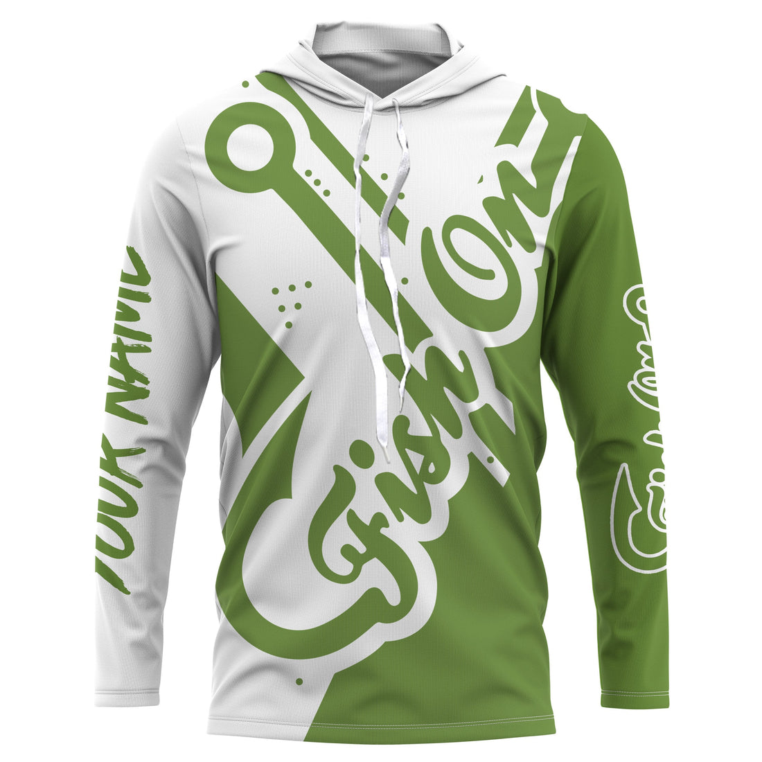 Fish On green Customize Name Long Sleeve Fishing fishing gift, women, Kid NQS2471