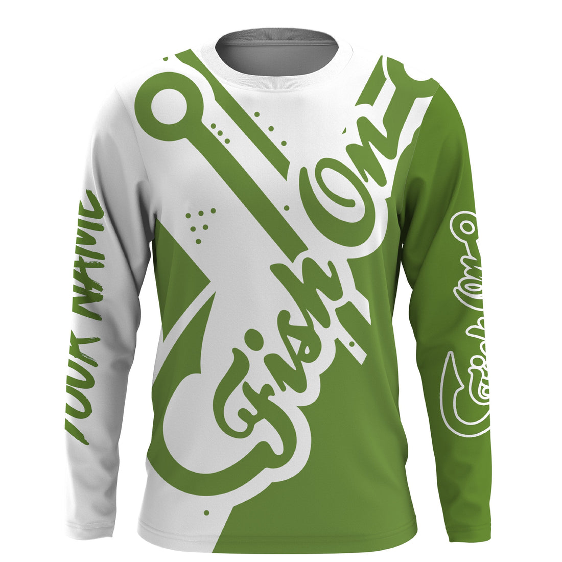 Fish On green Customize Name Long Sleeve Fishing fishing gift, women, Kid NQS2471