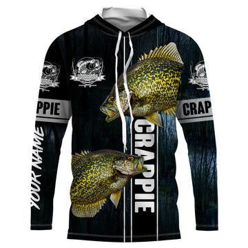 Crappie Fishing blue camo fish on custom long sleeve fishing NQS2783